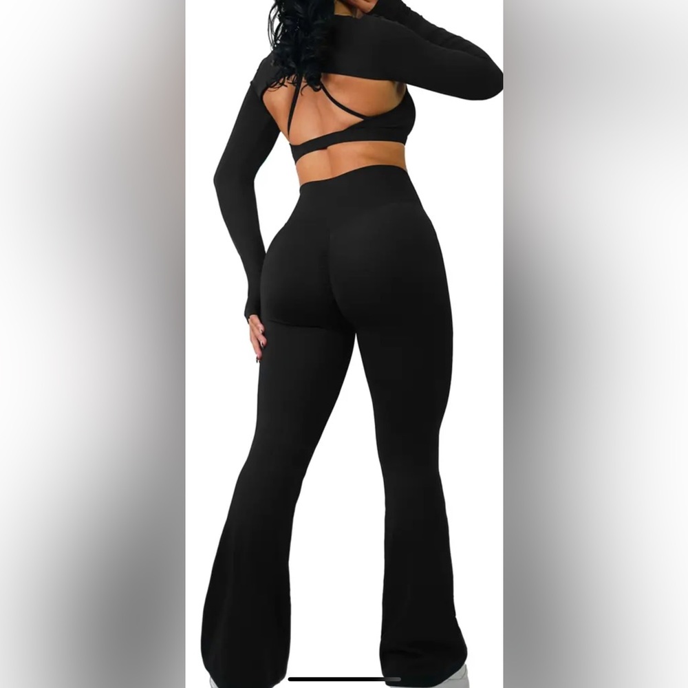 Flare scrunch leggings with halter sports bra from viral tiktok sold out